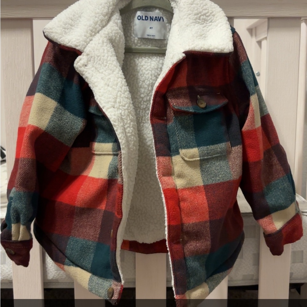 Old Navy Multicolor Plaid Sherpa Jacket